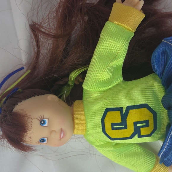 Cheerleader Doll Fishel Toys vintage 1990s vinyl face neon Green 8" - Picture 8 of 12